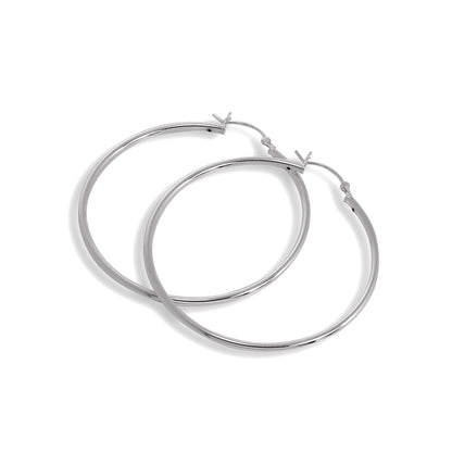 Boucles d'oreilles créoles en argent sterling de 2 mm, 12 mm - 80 mm