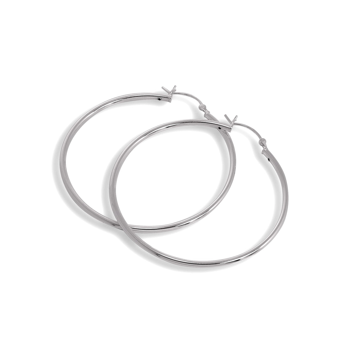 Boucles d'oreilles créoles en argent sterling de 2 mm, 12 mm - 80 mm