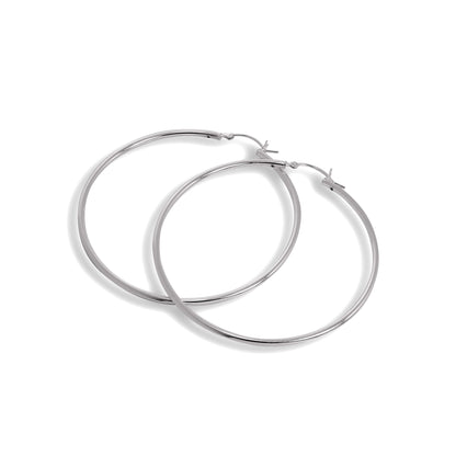 Boucles d'oreilles créoles en argent sterling de 2 mm, 12 mm - 80 mm