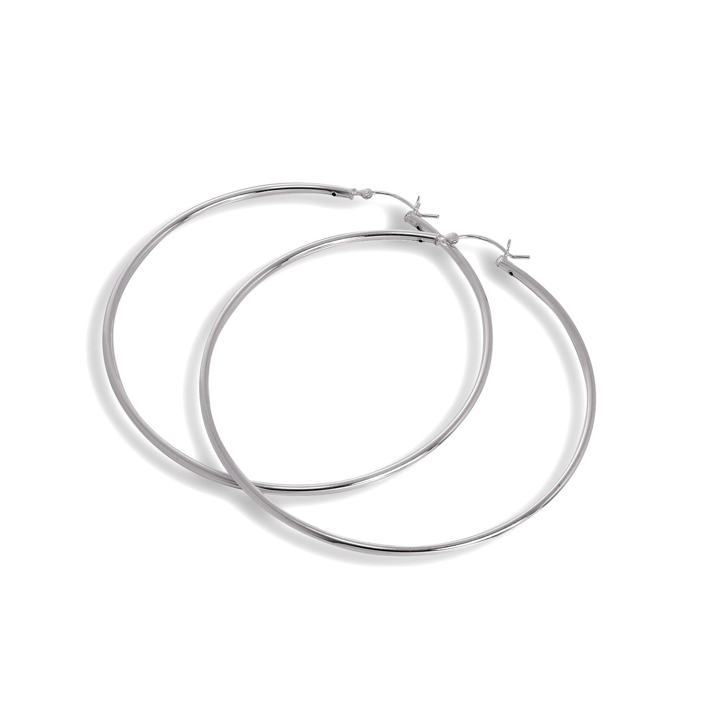 Boucles d'oreilles créoles en argent sterling de 2 mm, 12 mm - 80 mm