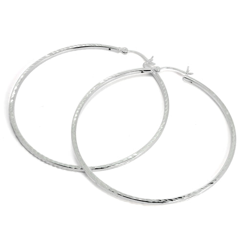 Boucles d'oreilles créoles torsadées en argent sterling, tube de 2 mm, taille diamant, 35 mm - 60 mm