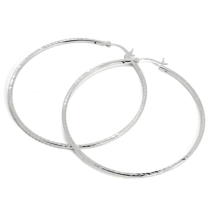 Boucles d'oreilles créoles torsadées en argent sterling, tube de 2 mm, taille diamant, 35 mm - 60 mm