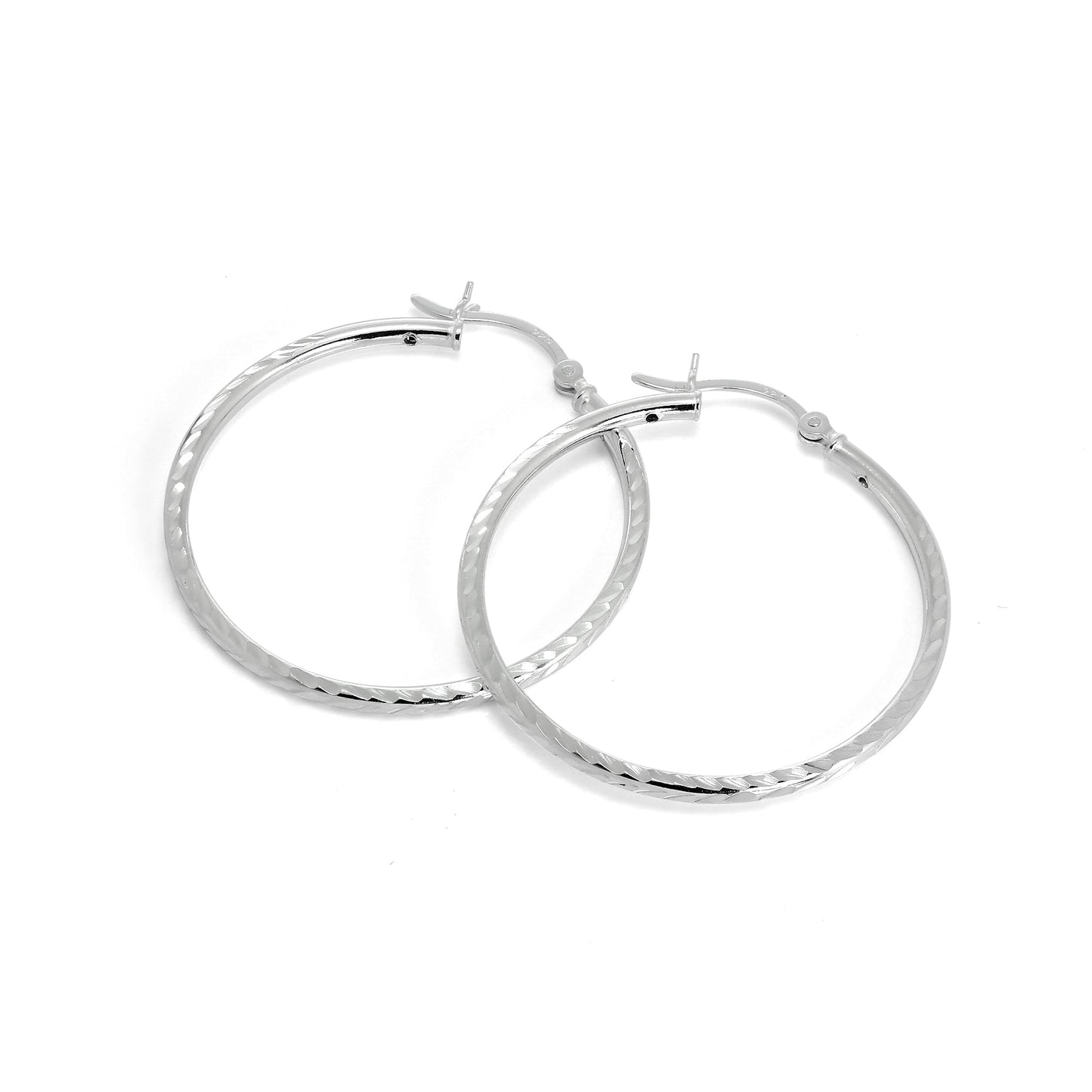 Boucles d'oreilles créoles torsadées en argent sterling, tube de 2 mm, taille diamant, 35 mm - 60 mm