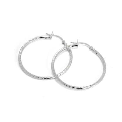 Boucles d'oreilles créoles torsadées en argent sterling, tube de 2 mm, taille diamant, 35 mm - 60 mm