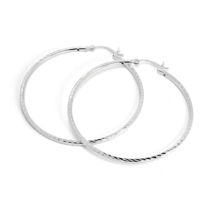 Boucles d'oreilles créoles torsadées en argent sterling, tube de 2 mm, taille diamant, 35 mm - 60 mm