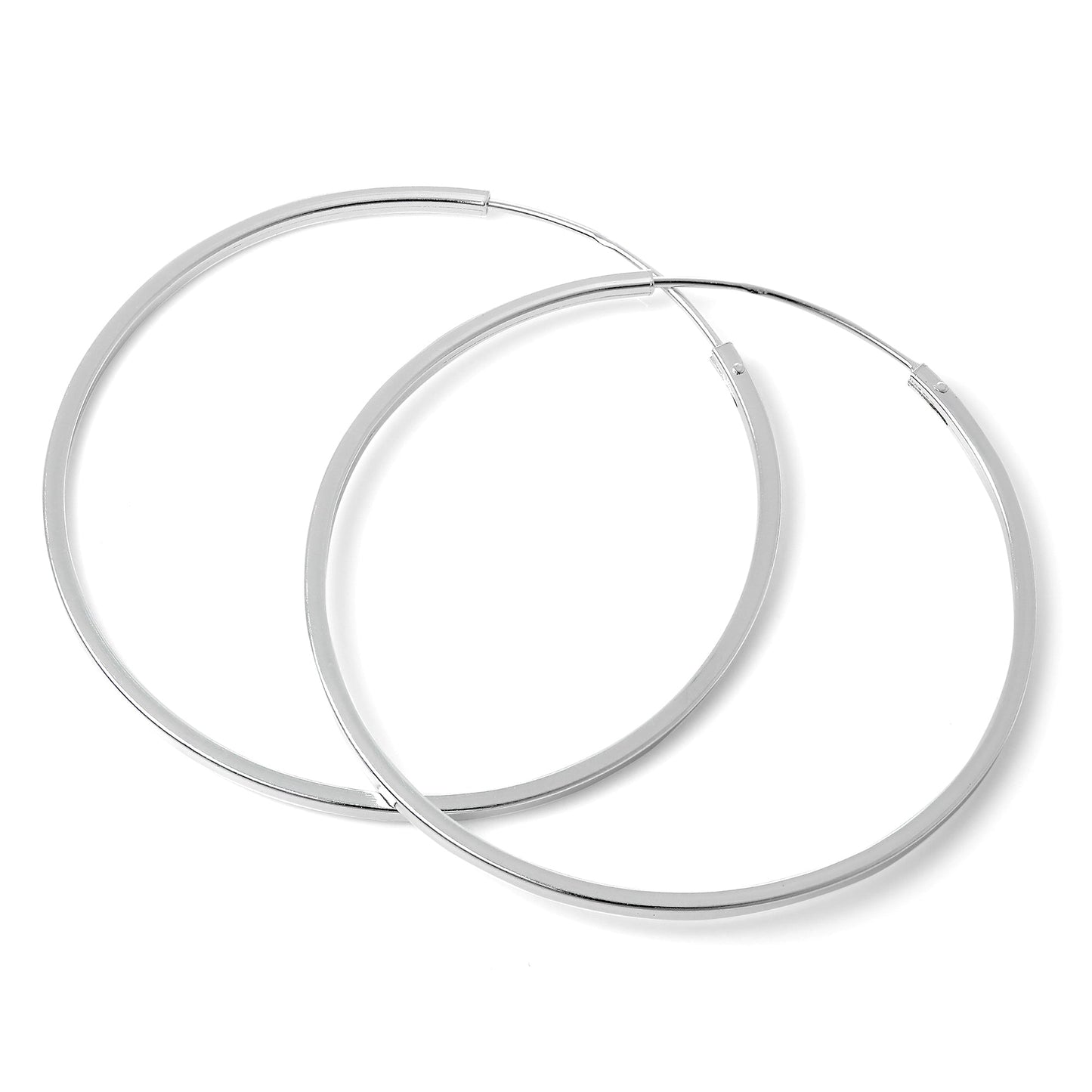 Boucles d'oreilles créoles carrées en argent sterling de 1 mm (10 mm à 40 mm)