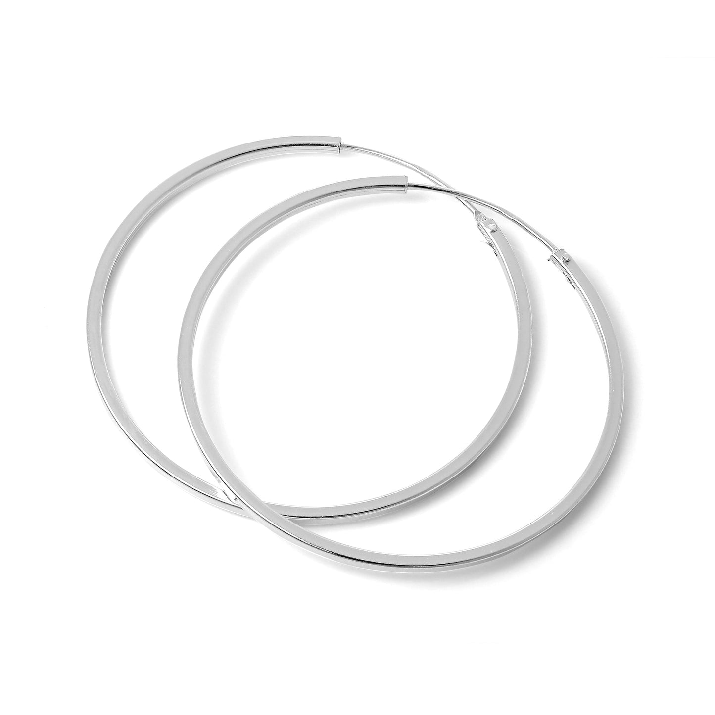 Boucles d'oreilles créoles carrées en argent sterling de 1 mm (10 mm à 40 mm)