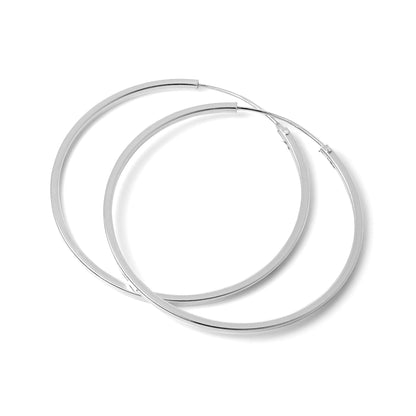 Boucles d'oreilles créoles carrées en argent sterling de 1 mm (10 mm à 40 mm)