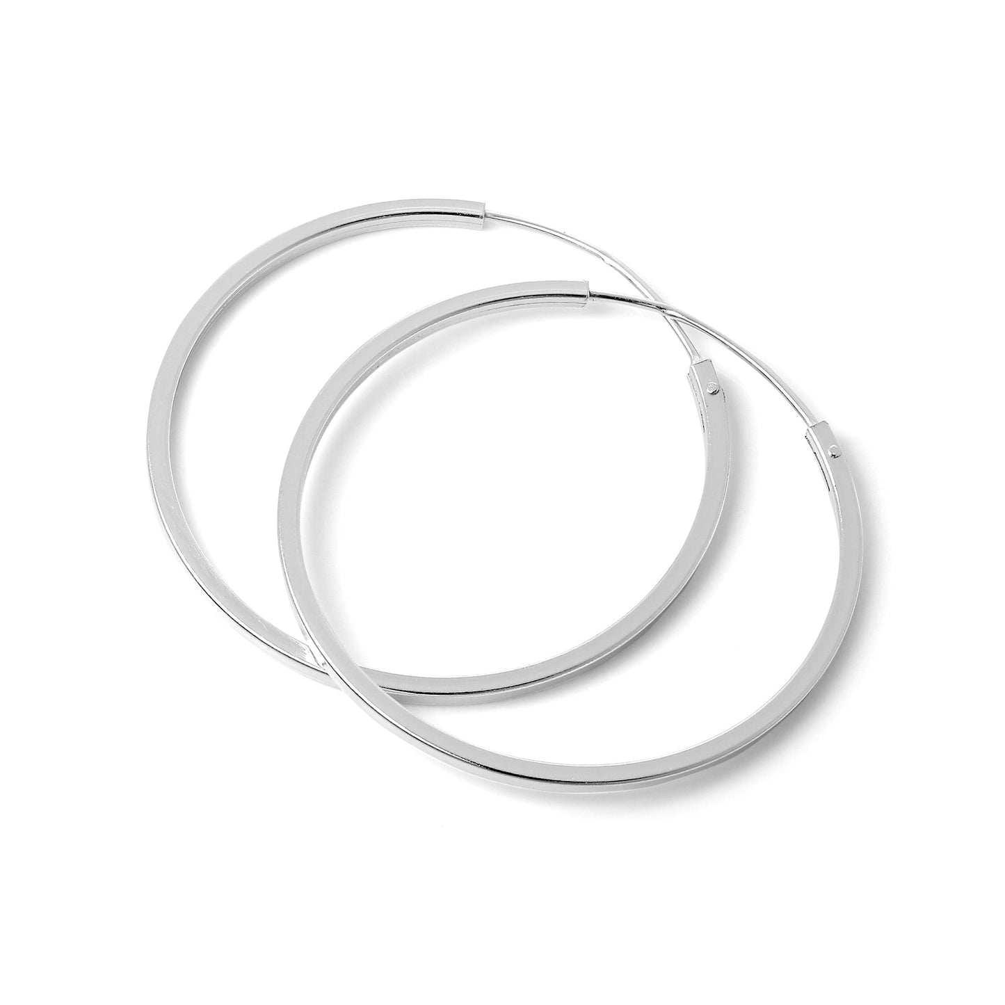 Boucles d'oreilles créoles carrées en argent sterling de 1 mm (10 mm à 40 mm)