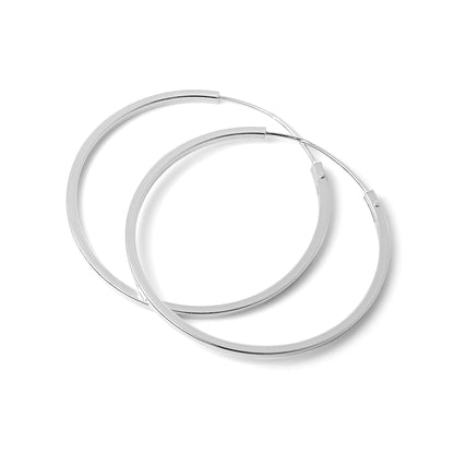 Boucles d'oreilles créoles carrées en argent sterling de 1 mm (10 mm à 40 mm)