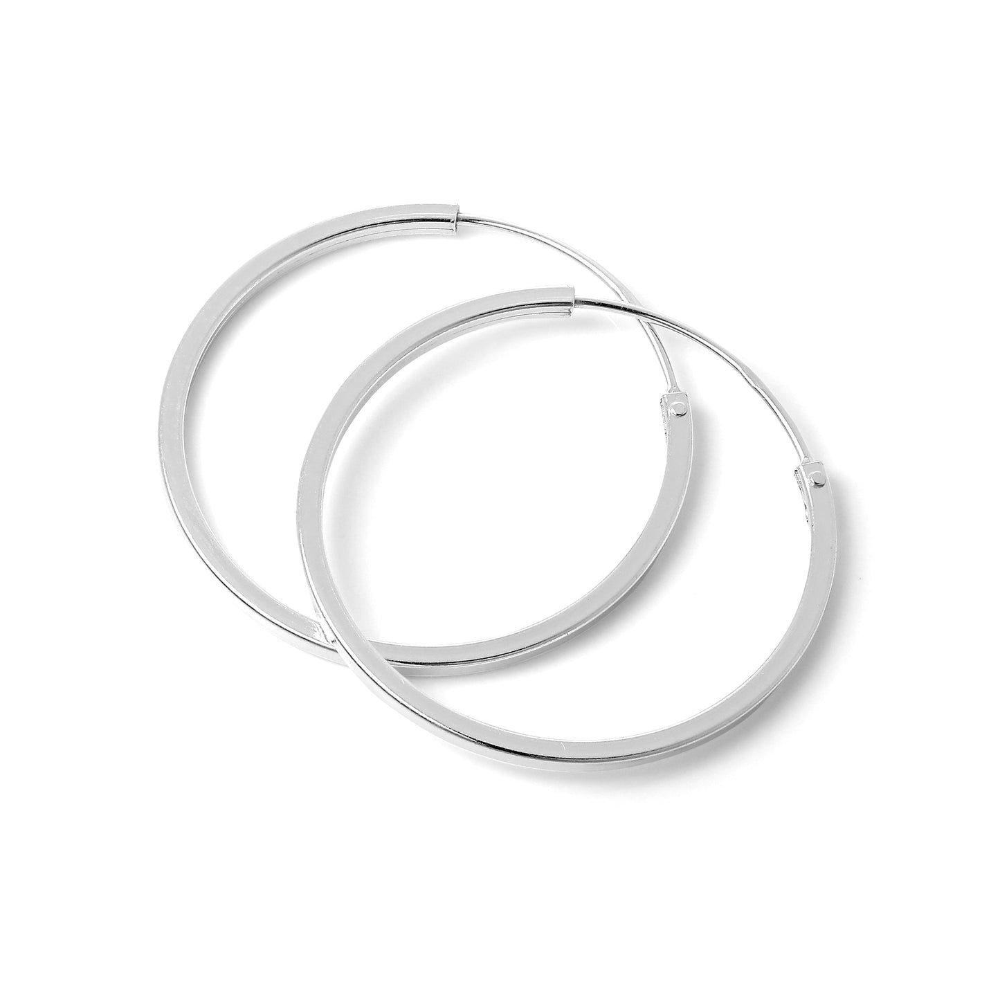 Boucles d'oreilles créoles carrées en argent sterling de 1 mm (10 mm à 40 mm)