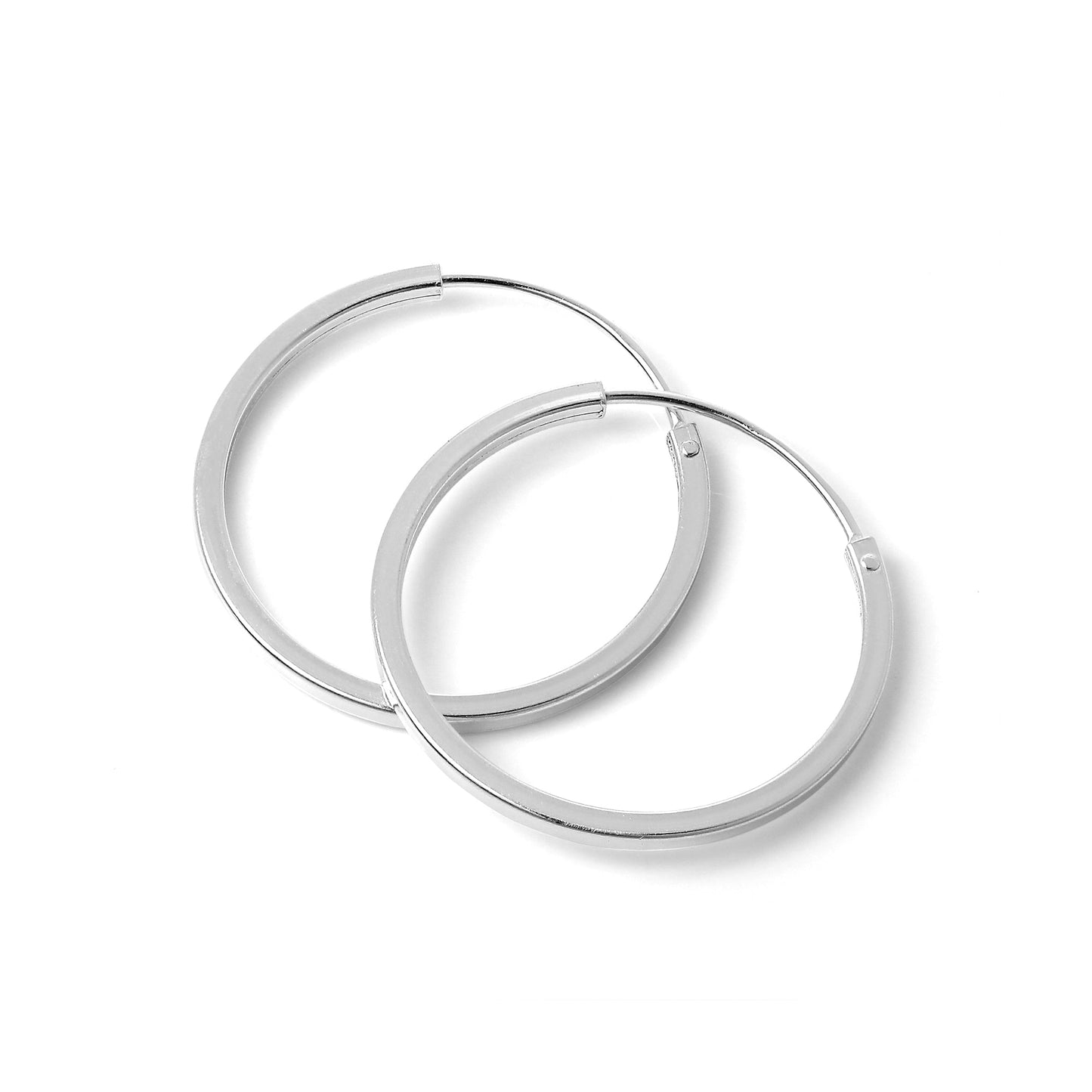 Boucles d'oreilles créoles carrées en argent sterling de 1 mm (10 mm à 40 mm)
