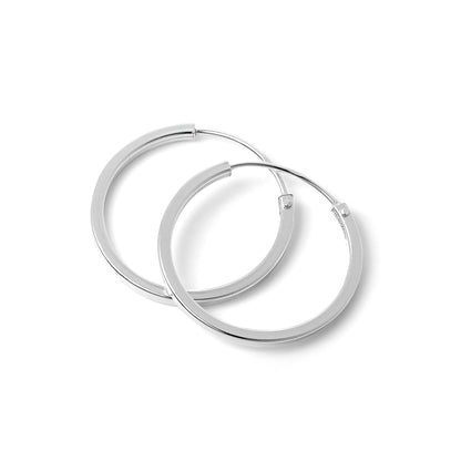 Boucles d'oreilles créoles carrées en argent sterling de 1 mm (10 mm à 40 mm)