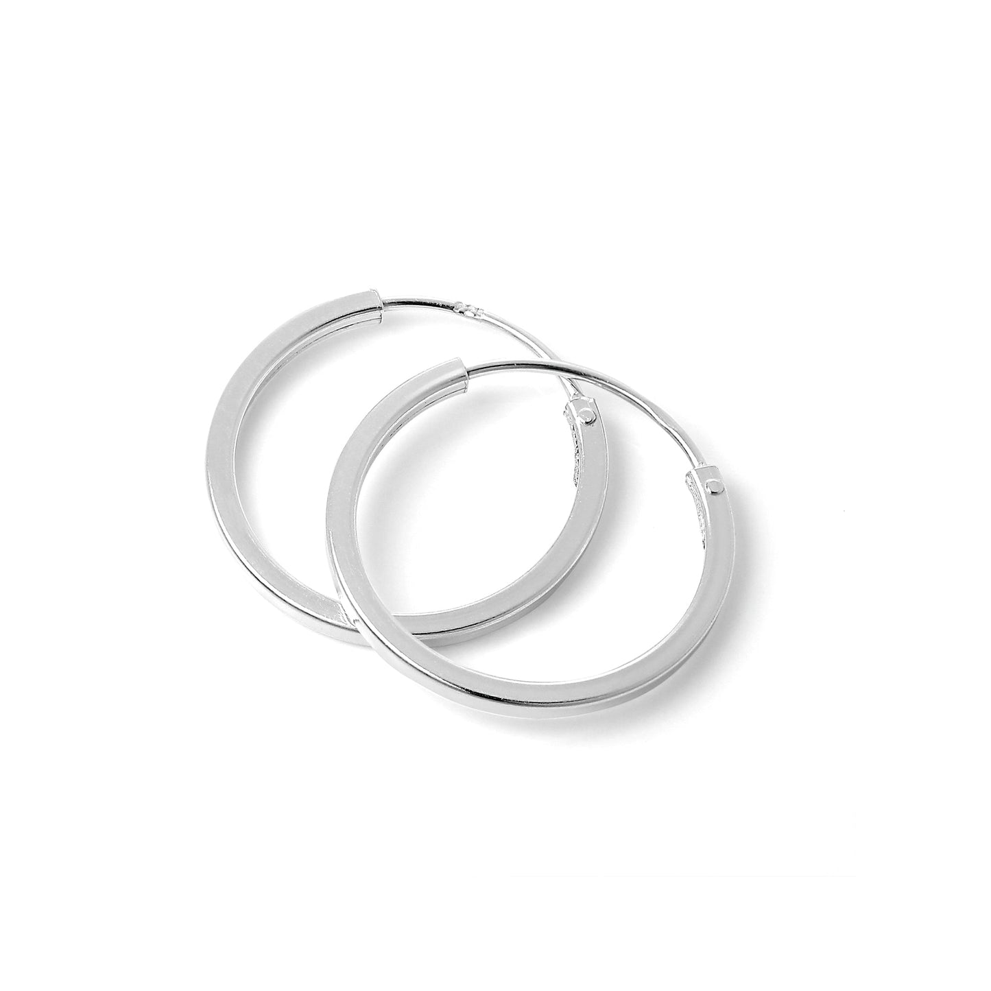 Boucles d'oreilles créoles carrées en argent sterling de 1 mm (10 mm à 40 mm)