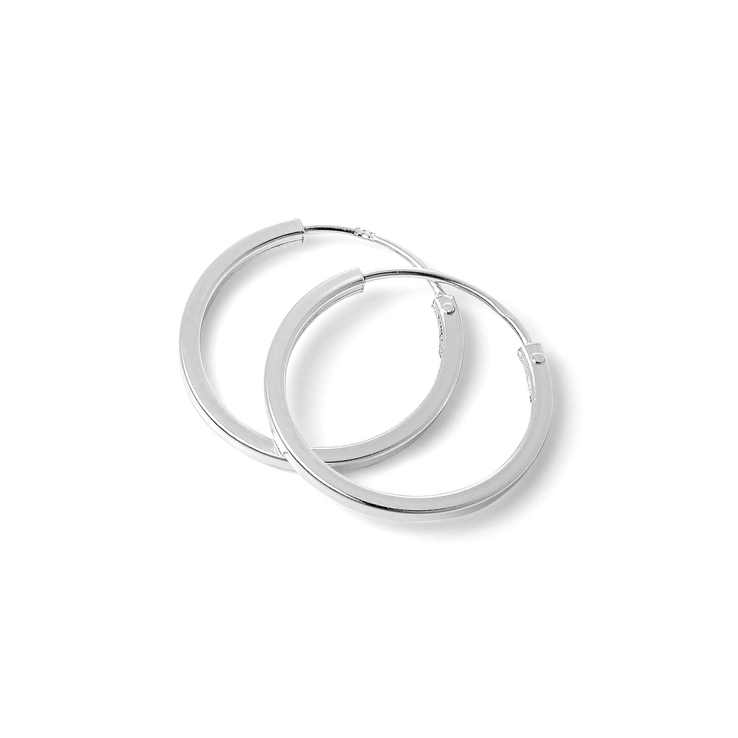Boucles d'oreilles créoles carrées en argent sterling de 1 mm (10 mm à 40 mm)