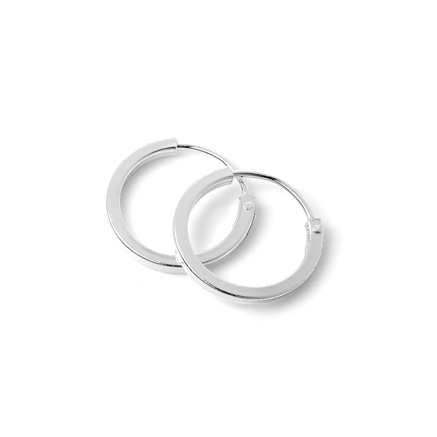 Boucles d'oreilles créoles carrées en argent sterling de 1 mm (10 mm à 40 mm)