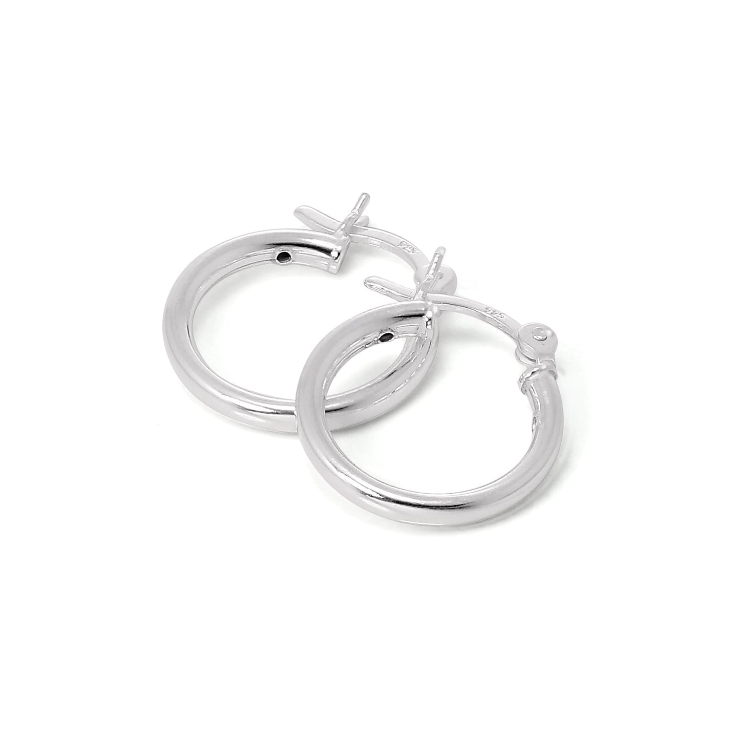 Boucles d'oreilles créoles en argent sterling de 2 mm (12 mm à 70 mm)