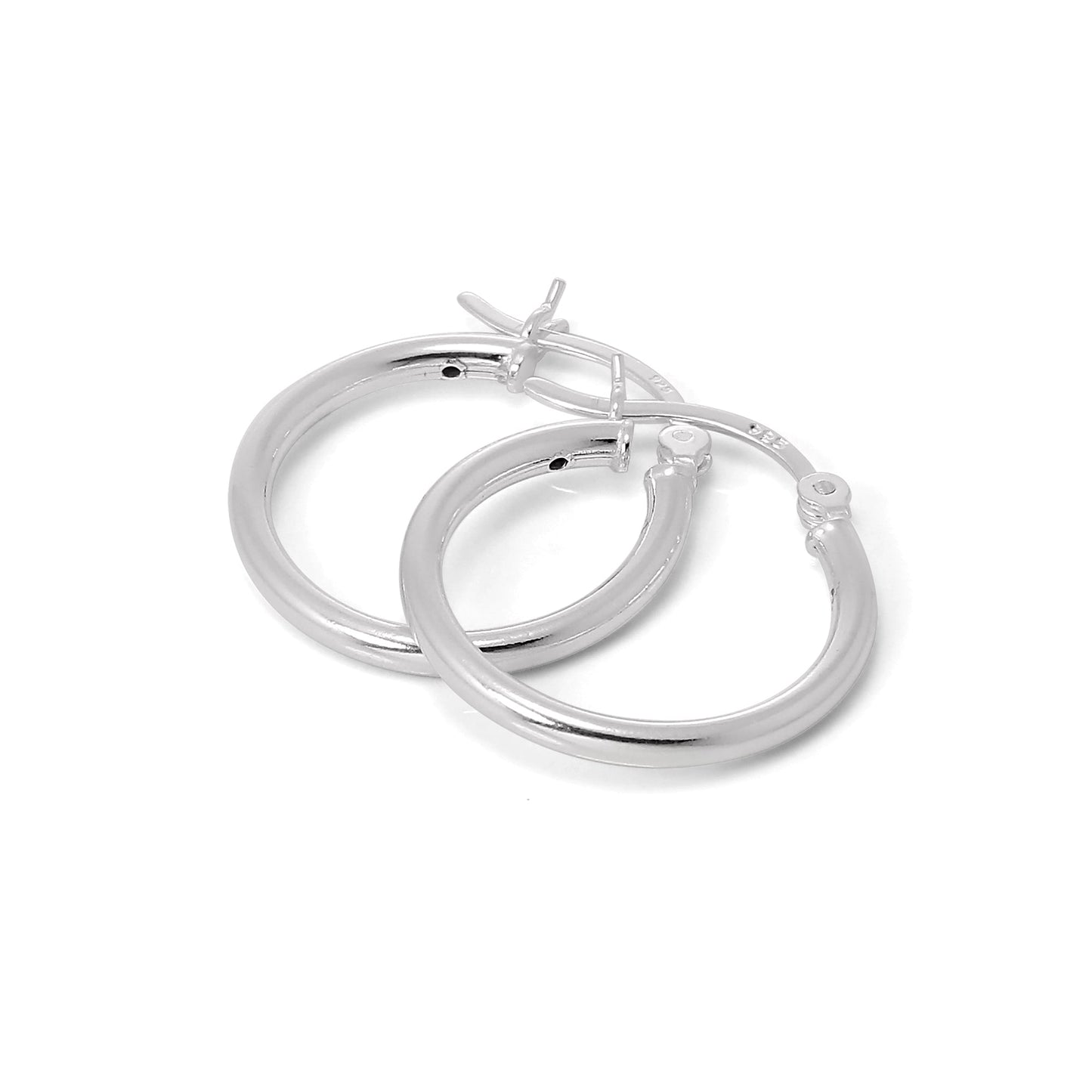 Boucles d'oreilles créoles en argent sterling de 2 mm (12 mm à 70 mm)