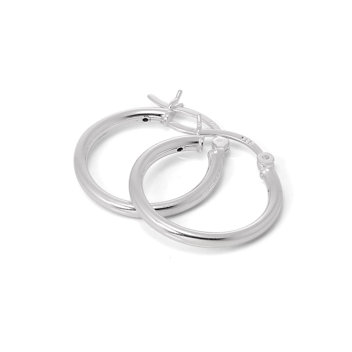 Boucles d'oreilles créoles en argent sterling de 2 mm (12 mm à 70 mm)