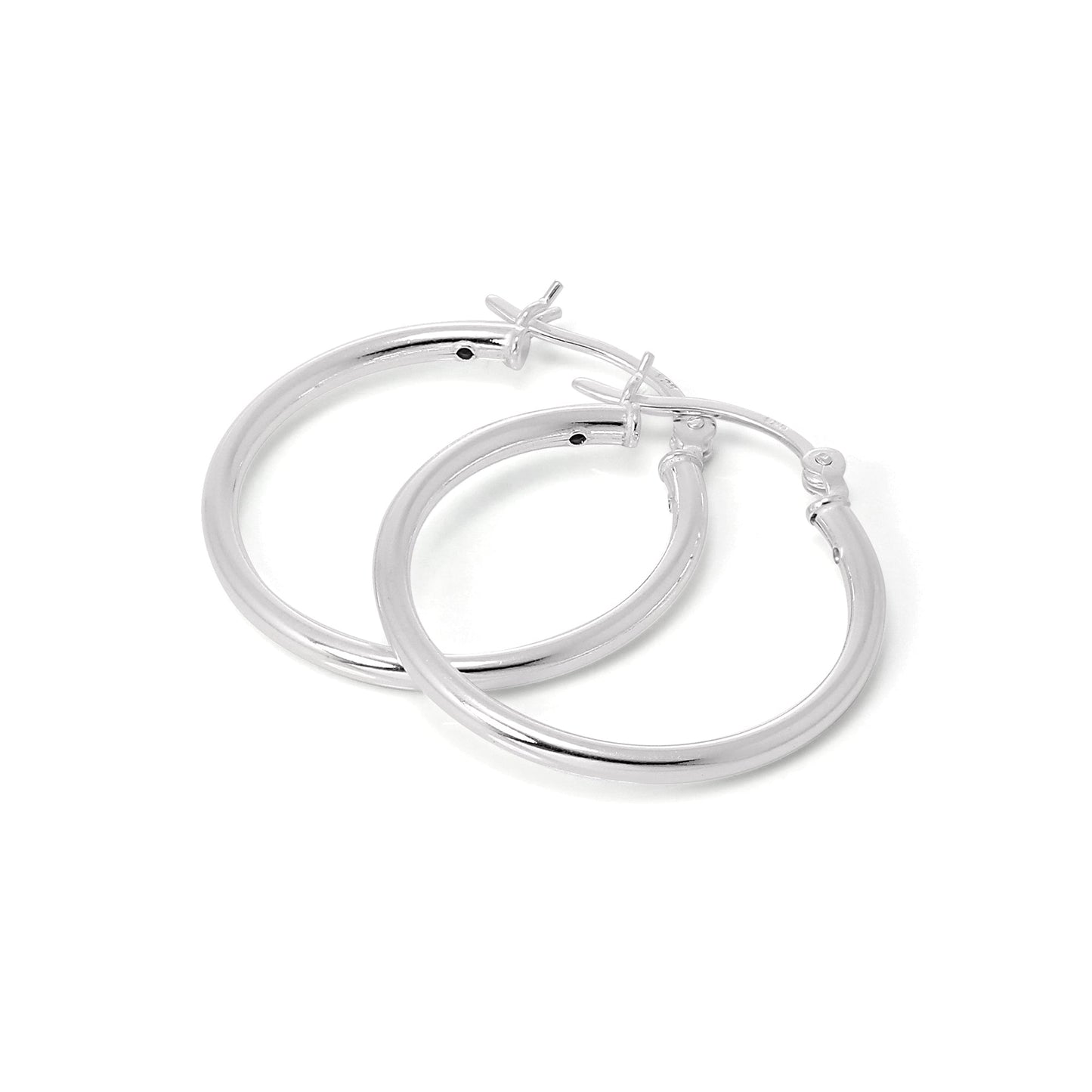 Boucles d'oreilles créoles en argent sterling de 2 mm (12 mm à 70 mm)