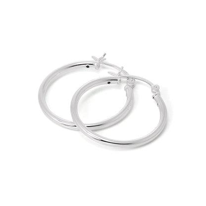 Boucles d'oreilles créoles en argent sterling de 2 mm (12 mm à 70 mm)