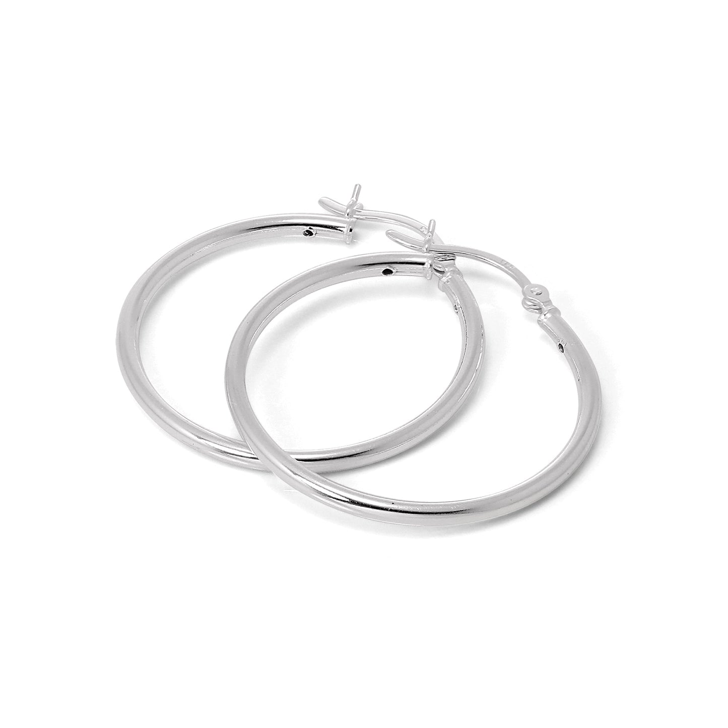 Boucles d'oreilles créoles en argent sterling de 2 mm (12 mm à 70 mm)