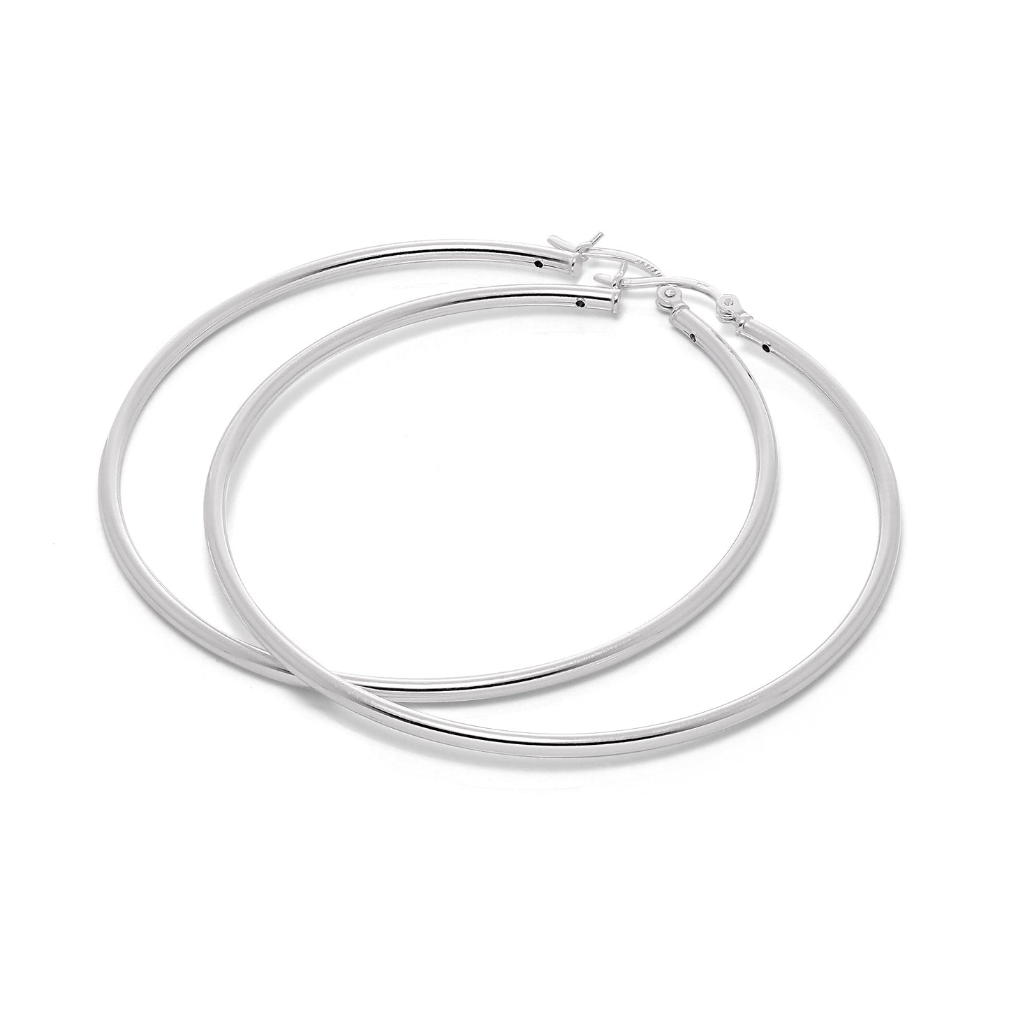 Boucles d'oreilles créoles en argent sterling de 2 mm (12 mm à 70 mm)
