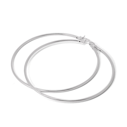 Boucles d'oreilles créoles en argent sterling de 2 mm (12 mm à 70 mm)