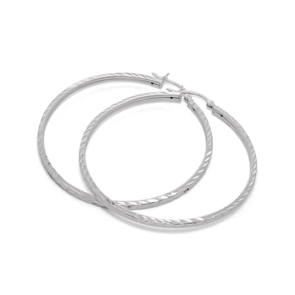Boucles d'oreilles créoles carrées en argent sterling taille diamant de 2 mm (12 mm à 70 mm)