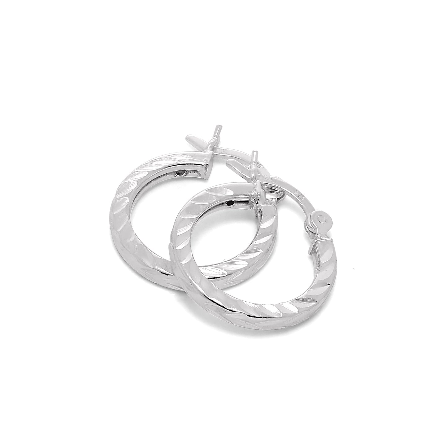 Boucles d'oreilles créoles carrées en argent sterling taille diamant de 2 mm (12 mm à 70 mm)