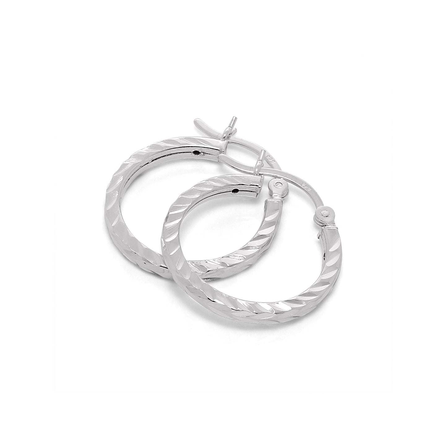 Boucles d'oreilles créoles carrées en argent sterling taille diamant de 2 mm (12 mm à 70 mm)