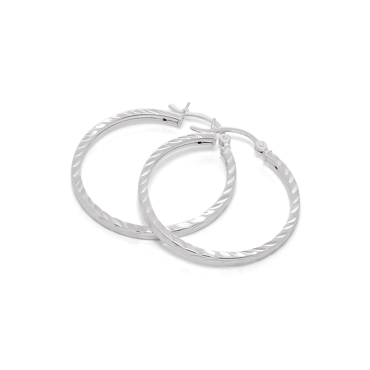 Boucles d'oreilles créoles carrées en argent sterling taille diamant de 2 mm (12 mm à 70 mm)