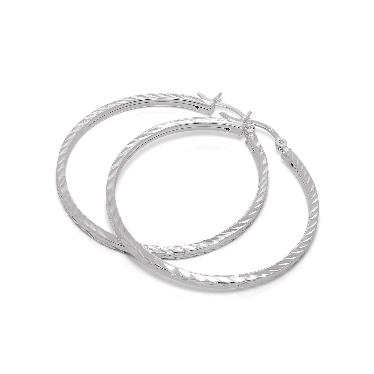 Boucles d'oreilles créoles carrées en argent sterling taille diamant de 2 mm (12 mm à 70 mm)