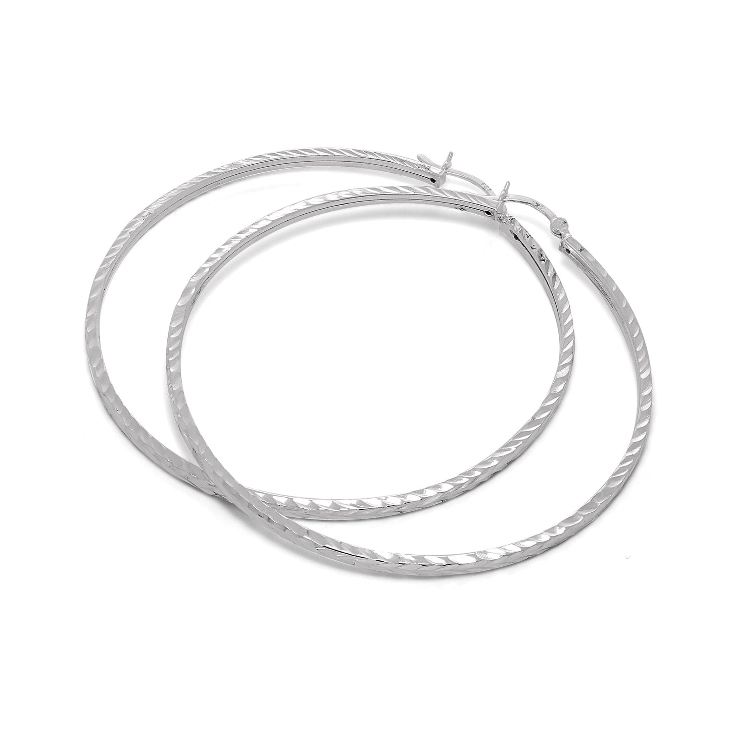 Boucles d'oreilles créoles carrées en argent sterling taille diamant de 2 mm (12 mm à 70 mm)