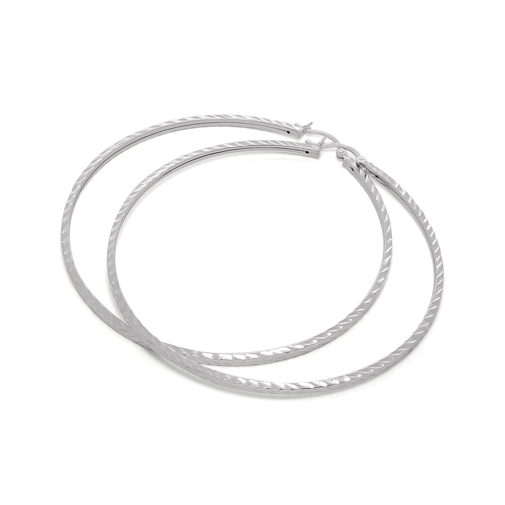 Boucles d'oreilles créoles carrées en argent sterling taille diamant de 2 mm (12 mm à 70 mm)