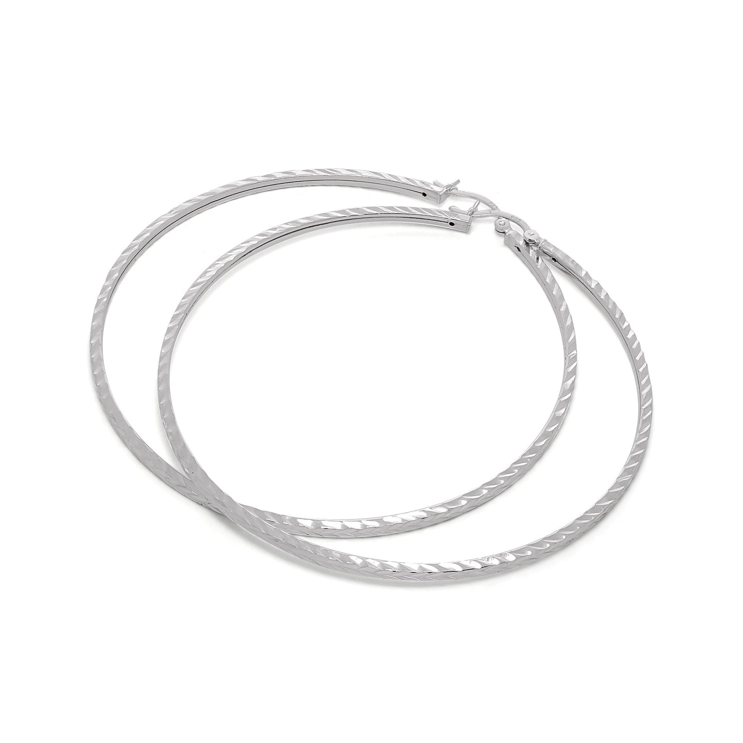 Boucles d'oreilles créoles carrées en argent sterling taille diamant de 2 mm (12 mm à 70 mm)