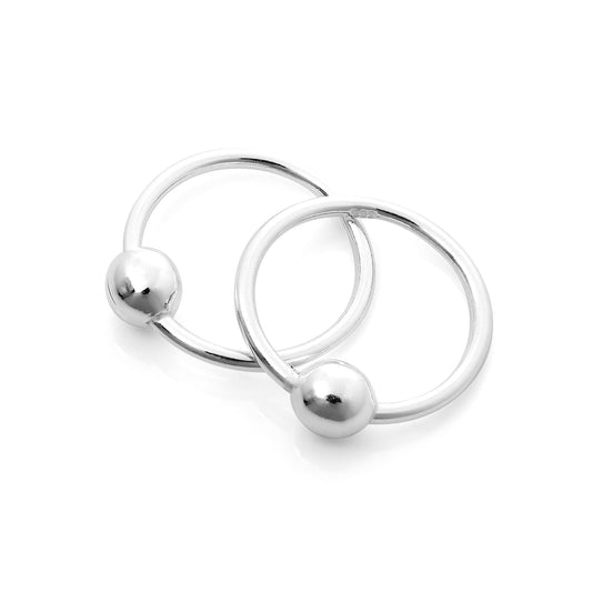 Boucles d'oreilles créoles dormeuses en argent sterling de 15 mm avec perle de 4 mm