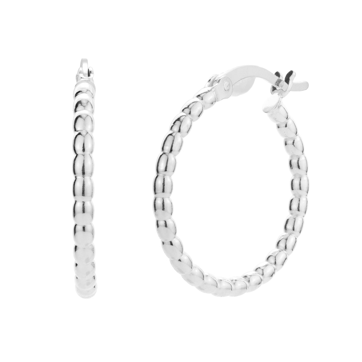 Boucles d'oreilles créoles en argent sterling avec perles de 21 mm