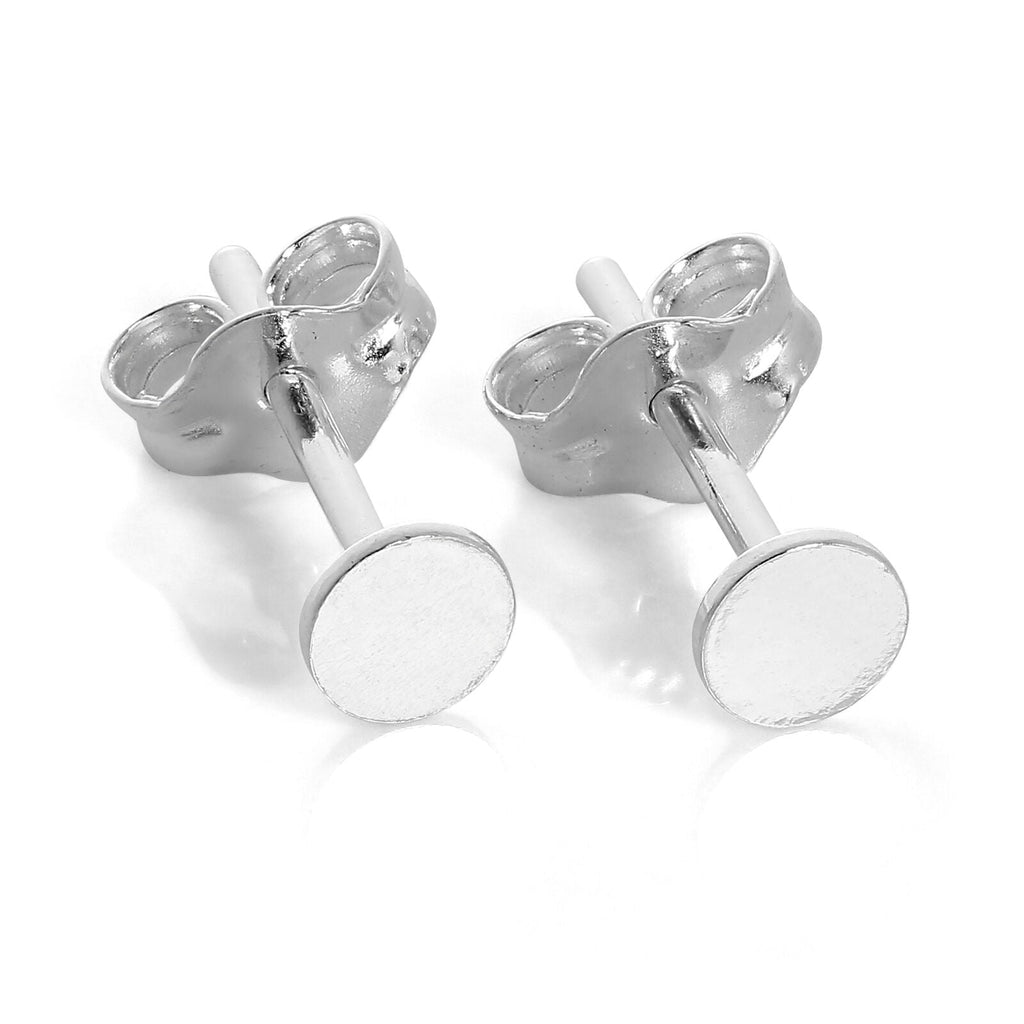 Boucles d'oreilles à tige en argent sterling avec disque rond plat de 3 mm