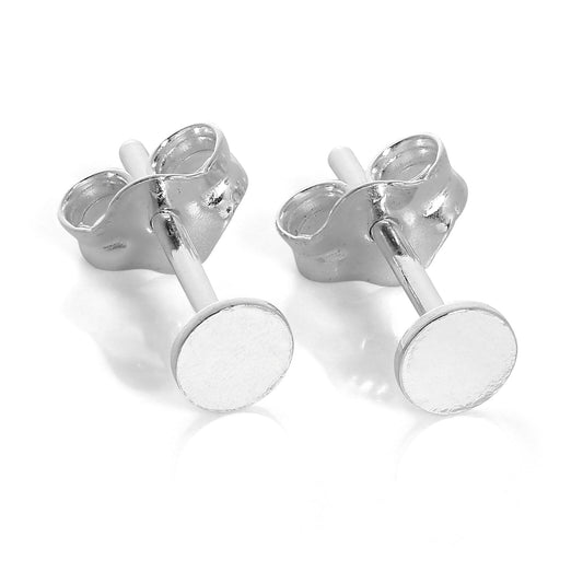 Boucles d'oreilles à tige en argent sterling avec disque rond plat de 3 mm