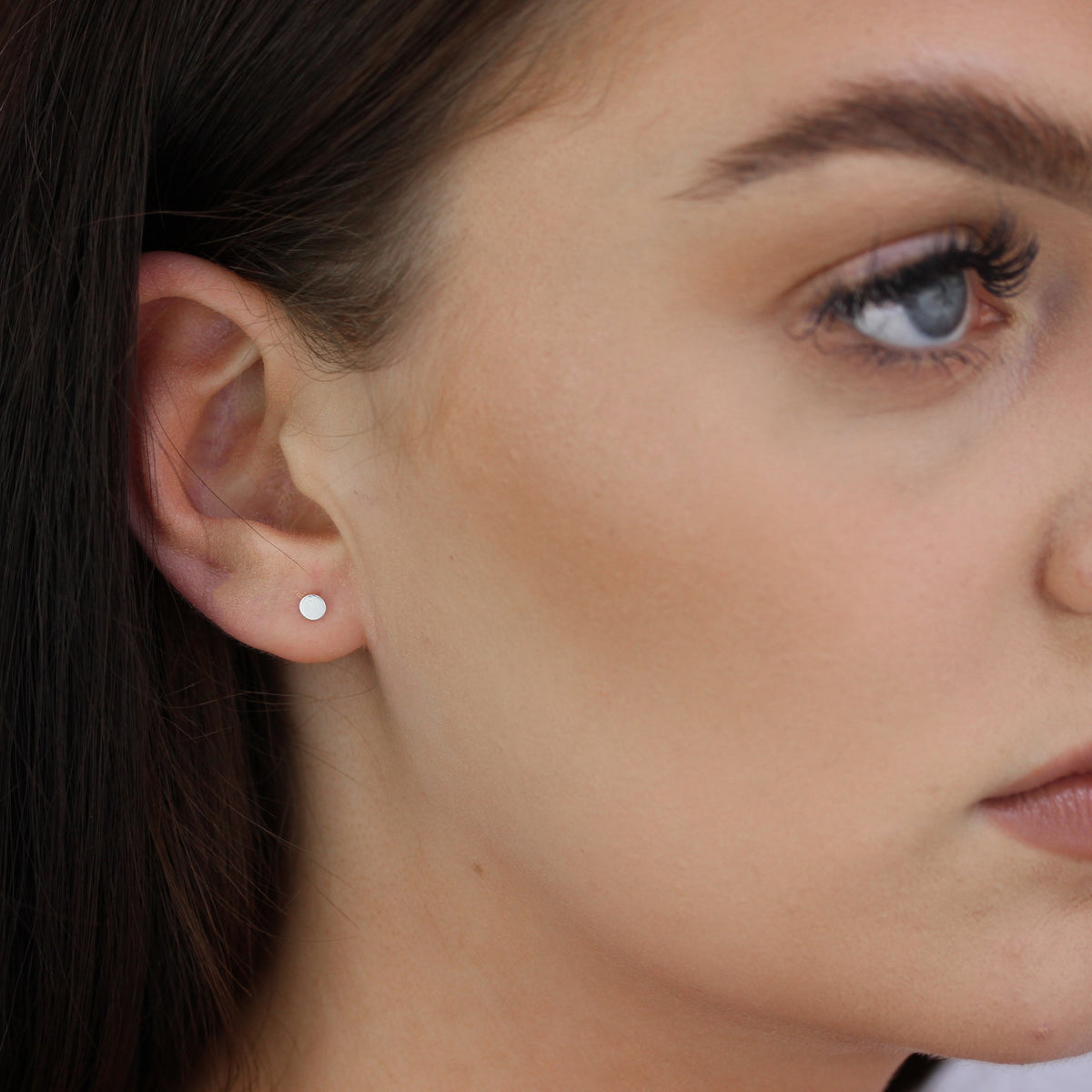 Boucles d'oreilles à tige en argent sterling avec disque rond plat de 3 mm