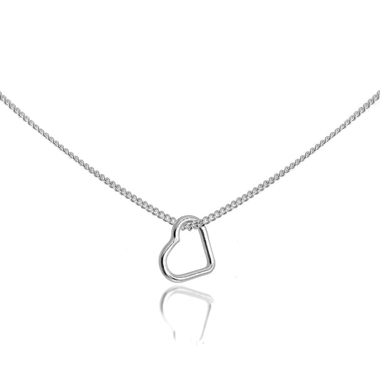 Petit pendentif cœur ouvert en argent sterling de 7 mm