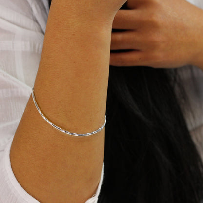 Bracelet jonc torsadé en argent sterling taille diamant