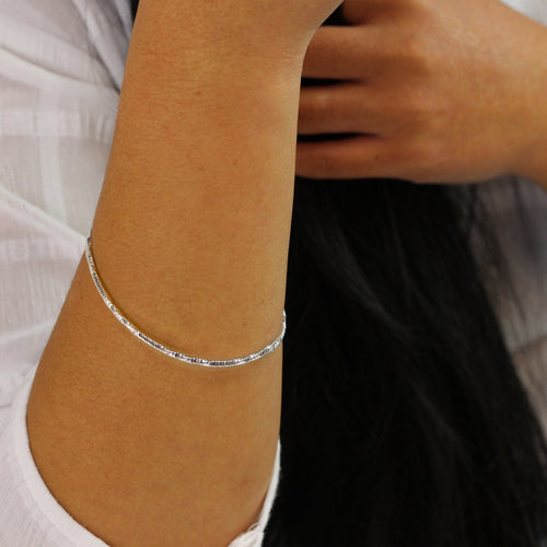 Bracelet jonc torsadé en argent sterling taille diamant