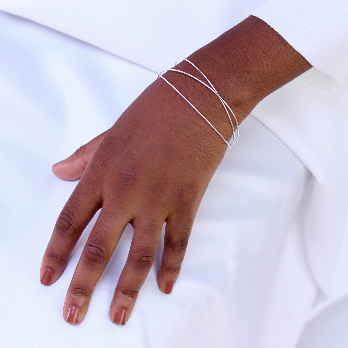 Bracelet triple jonc en argent sterling