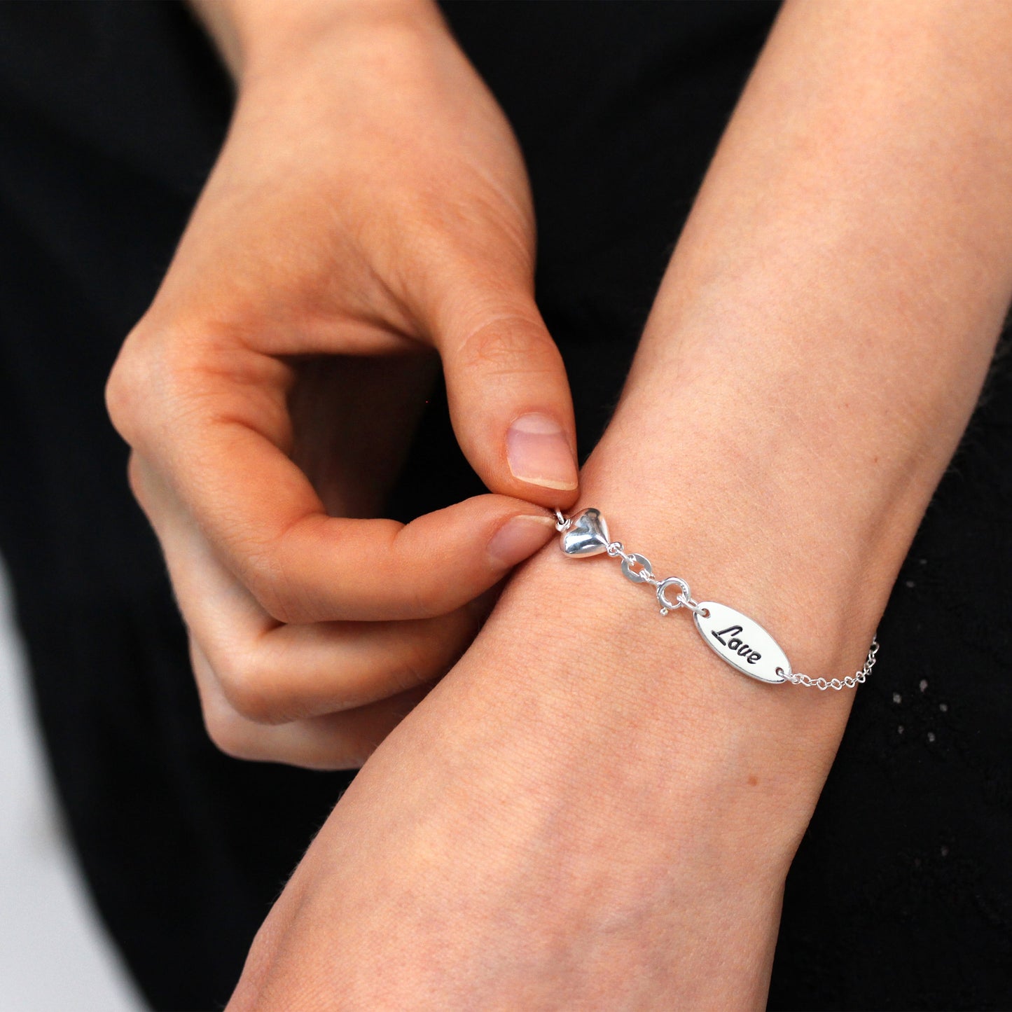 Bracelet en argent sterling avec cœur d'amour