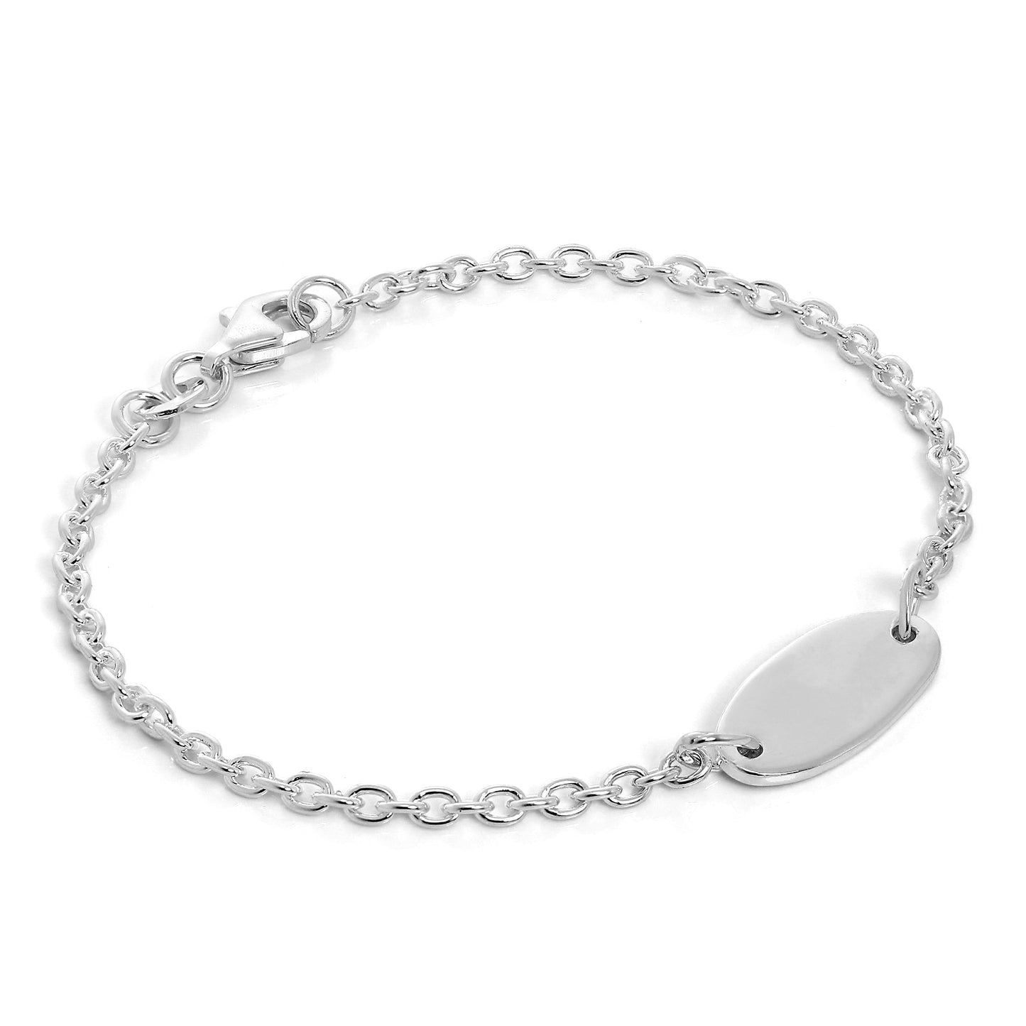 Bracelet enfant en argent sterling avec plaque d'identification gravable de 15 cm