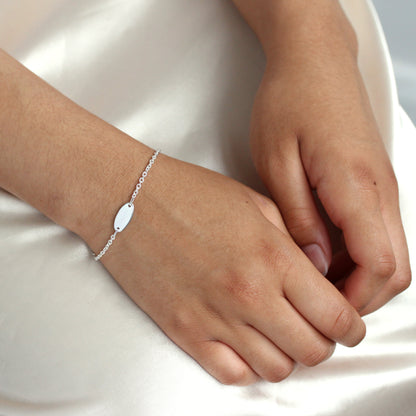 Bracelet enfant en argent sterling avec plaque d'identification gravable de 15 cm