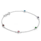 Bracelet Belcher en argent sterling fin de 19 cm avec cristaux CZ de 4 mm