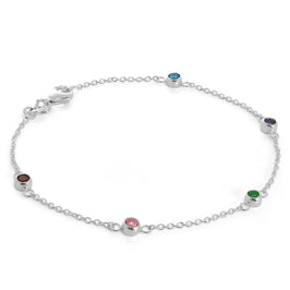 Bracelet Belcher en argent sterling fin de 19 cm avec cristaux CZ de 4 mm